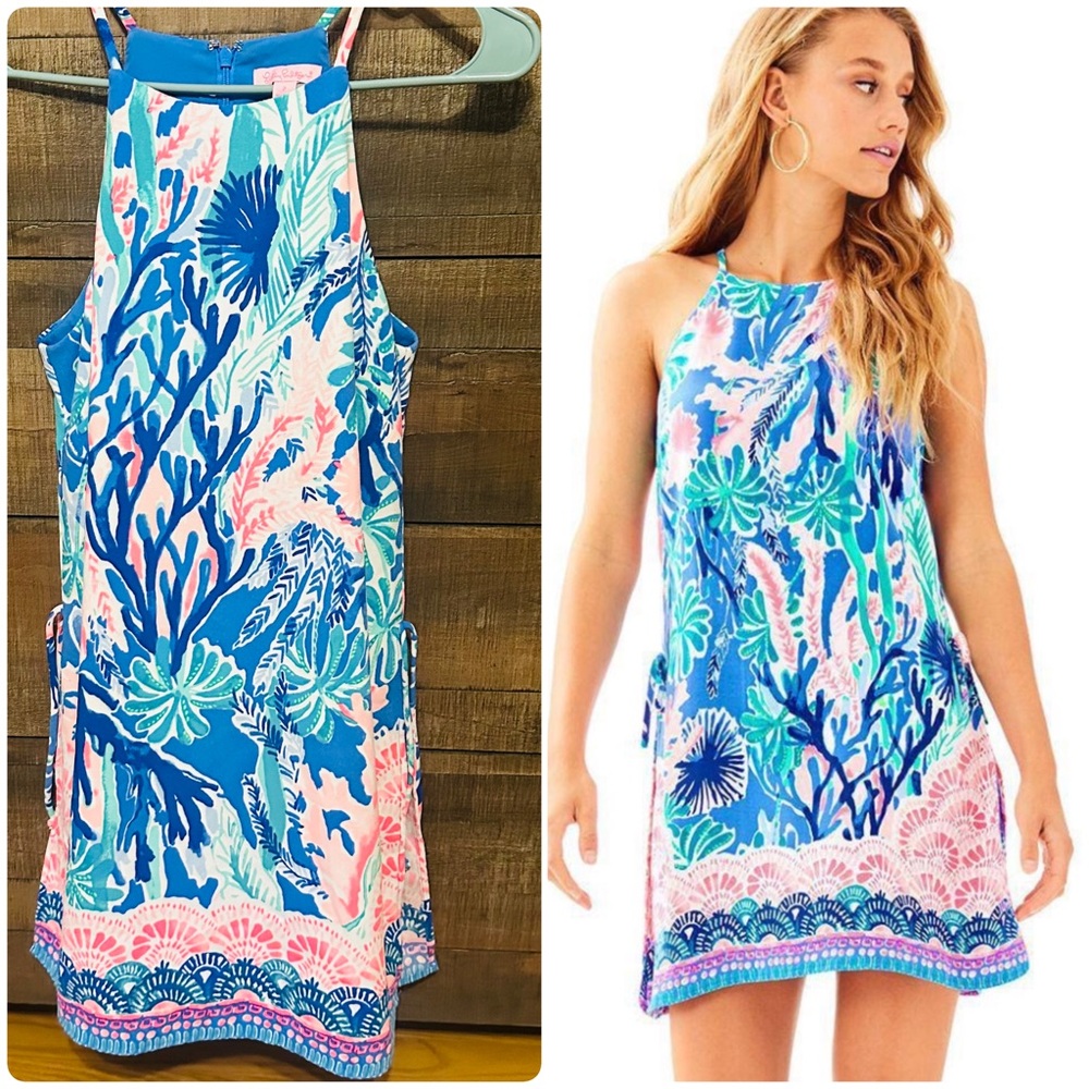 Lilly Pulitzer Blue and Pink Floral Dress